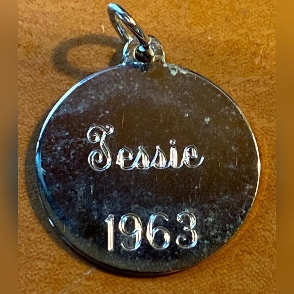 Vintage Sterling Silver 925 Tessie 1963 Round Disc Pendant Charm 1”